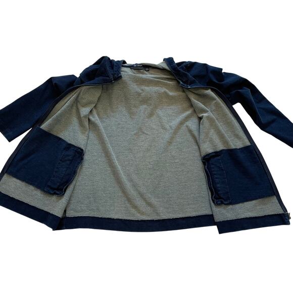 J. Jill Pure Jill Cotton Denim Chambray Zip Up Hoodie Jacket, Size XL - Picture 6 of 12